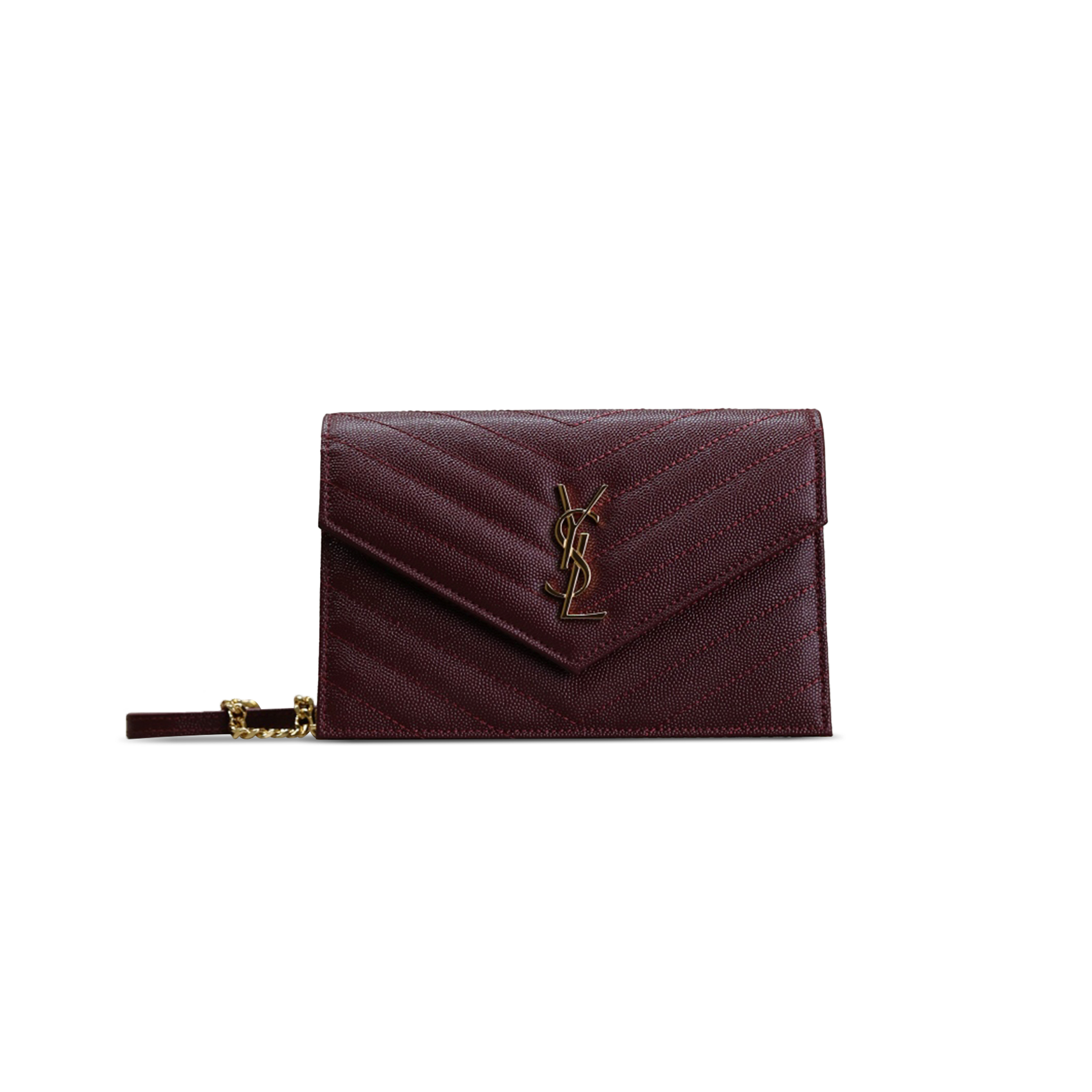 Y*S*L CASSANDRE ENVELOPE CHAIN WALLET IN GRAIN DE POUDRE LEATHER 393953 (19*12.5*3.5cm)